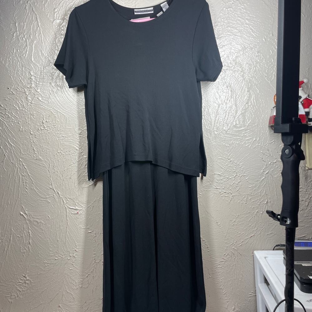 Amanda Smith Womens Black Stretch Solid Tank Dress‎ With Over Shirt Sz Petite 6
